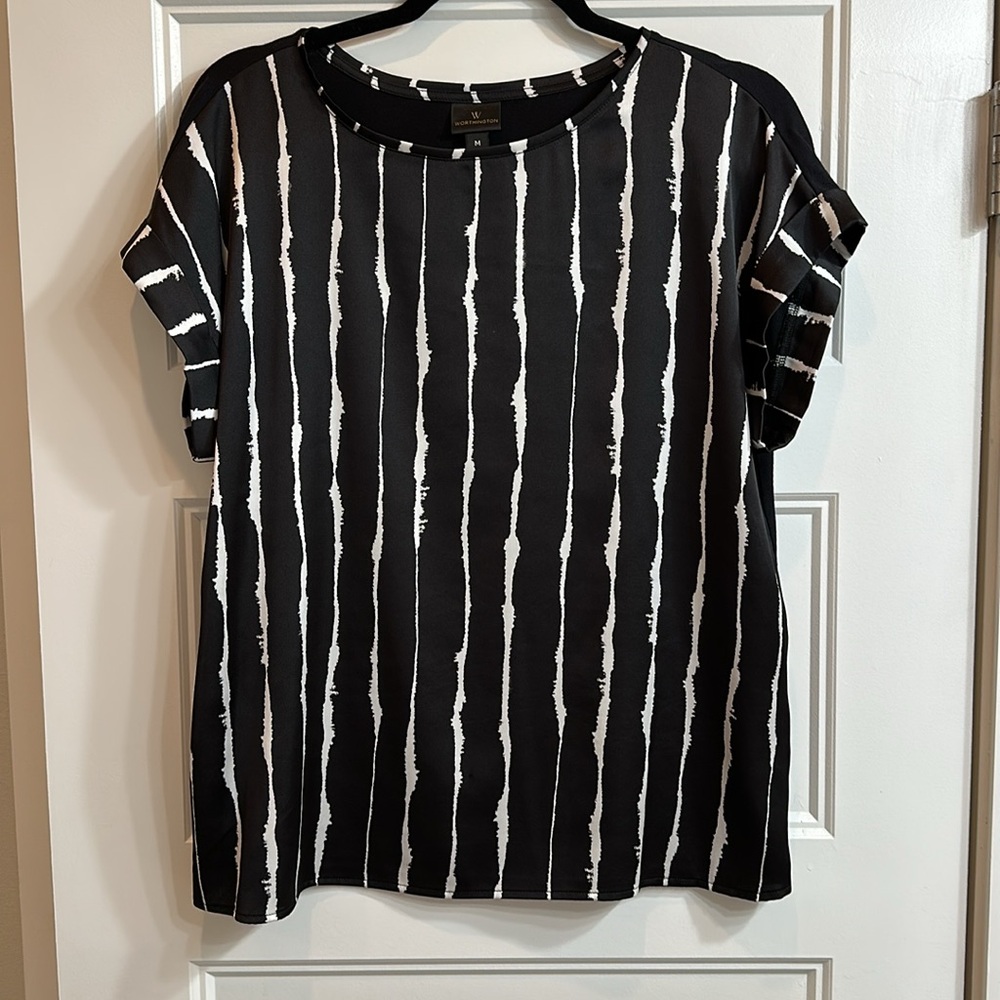 Worthington Black & White Women’s Blouse Size Medium